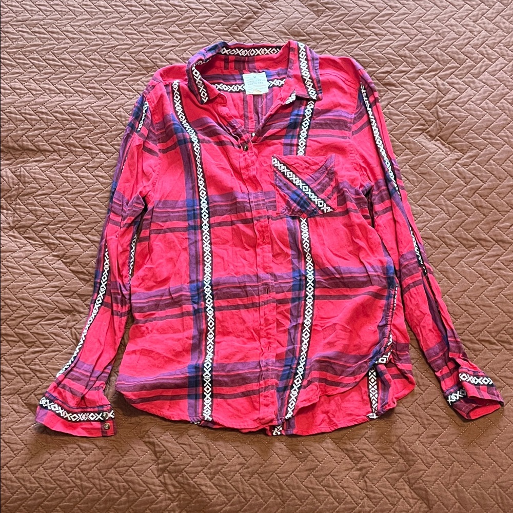 Pink plaid Button-Up Shirt